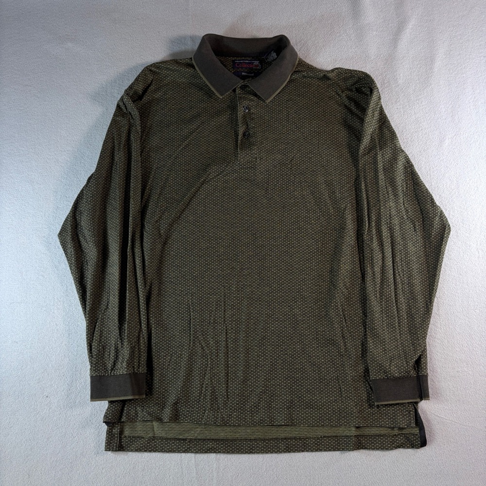 Roundtree & Yorke Collection Mercerized Cotton Long Sleeve Polo Shirt Mens Large